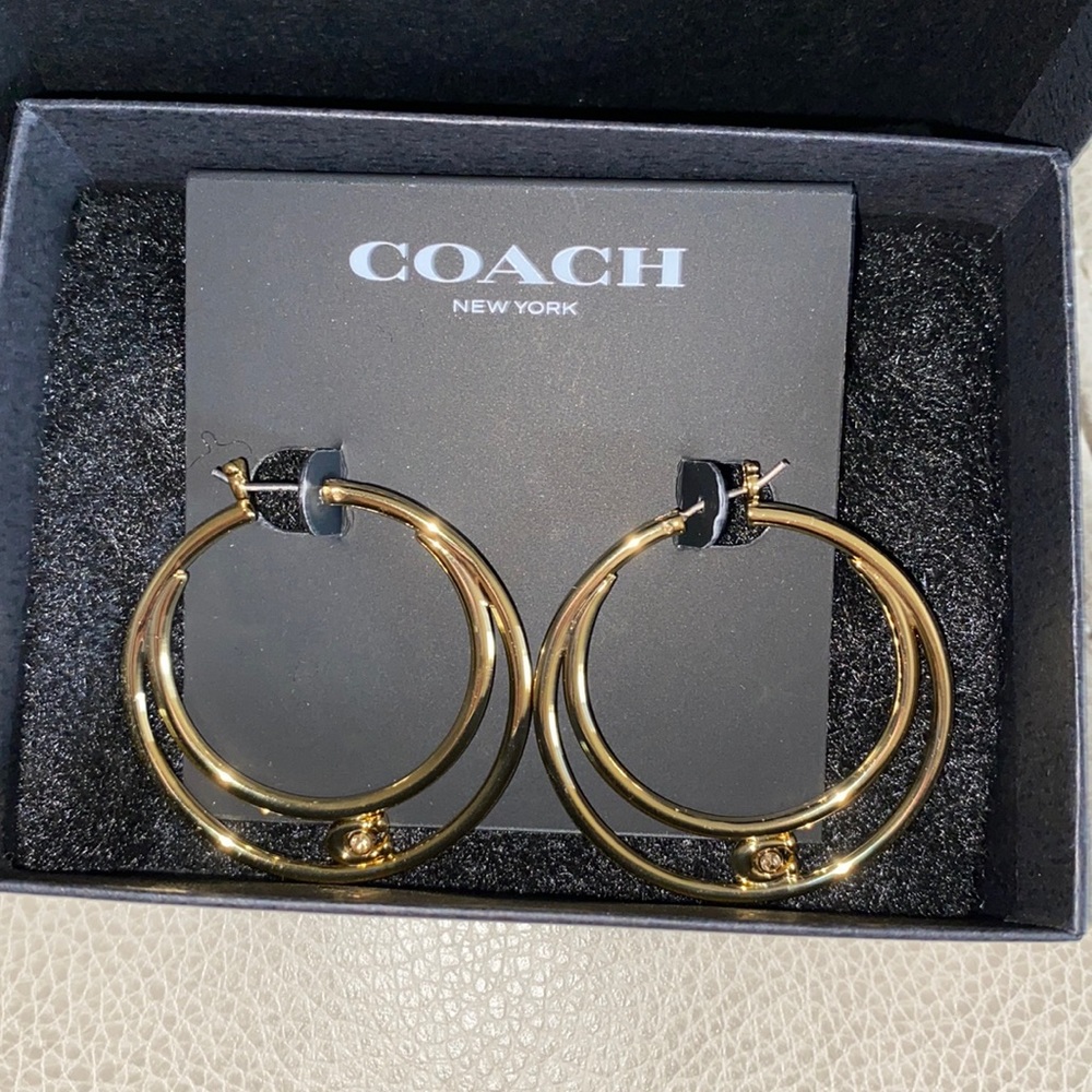 COACH signature double hoop earrings